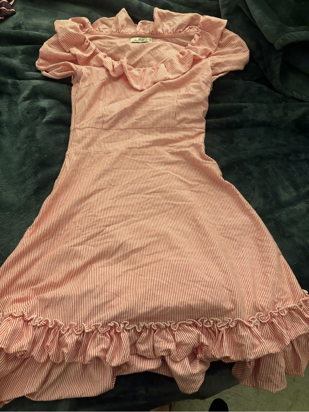 Pink Striped Ruffle Dress - Picture 2 of 6